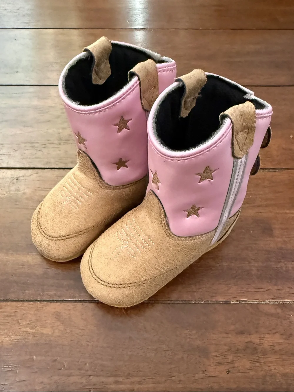Boot Barn Toddler Girl Pink and Tan Star Western Boots